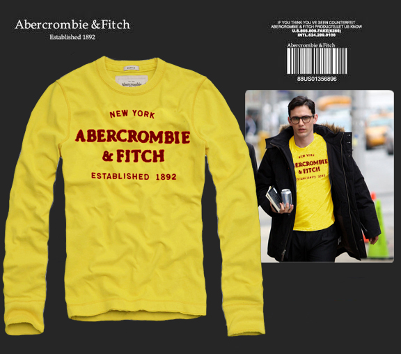 Abercrombie Fitch Hombres De Cuello Redondo Con Gente Fotos Largo Remera AF6036
